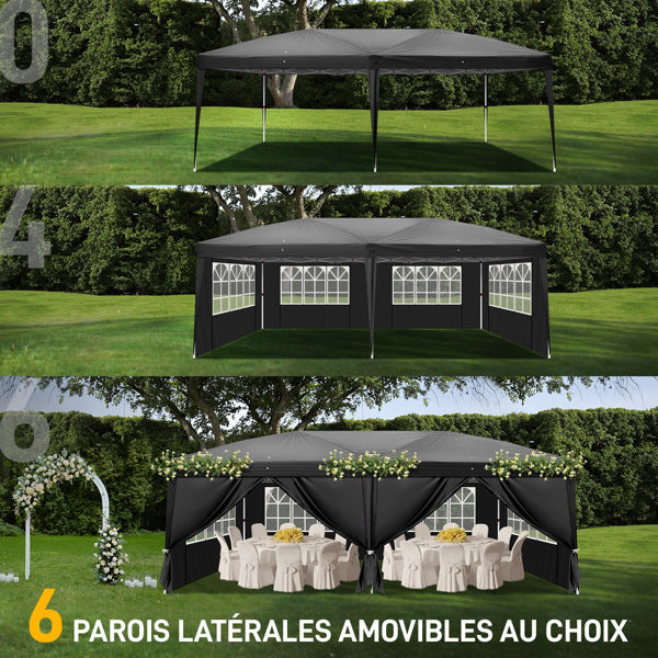 10X20ft Black 6 Sided -4 Window Folding Shed Oxford Cloth