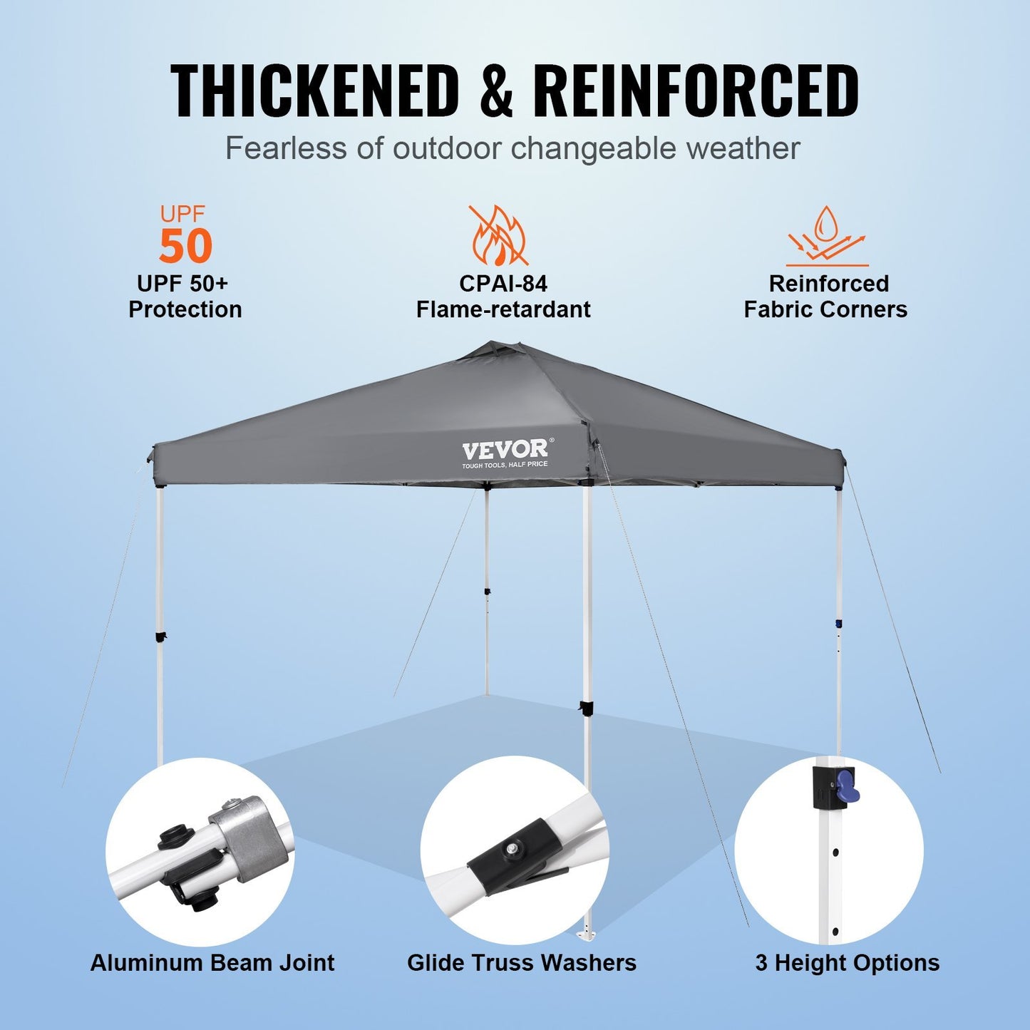 VEVOR Pop Up Canopy Tent, 10 X 10 Ft, 250 D PU Silver Coated Tarp, With Portable Roller Bag And 4 Sandbags, Waterproof And Sun Shelter Gazebo For Outdoor Party, Camping, Commercial Events, Dark Gray