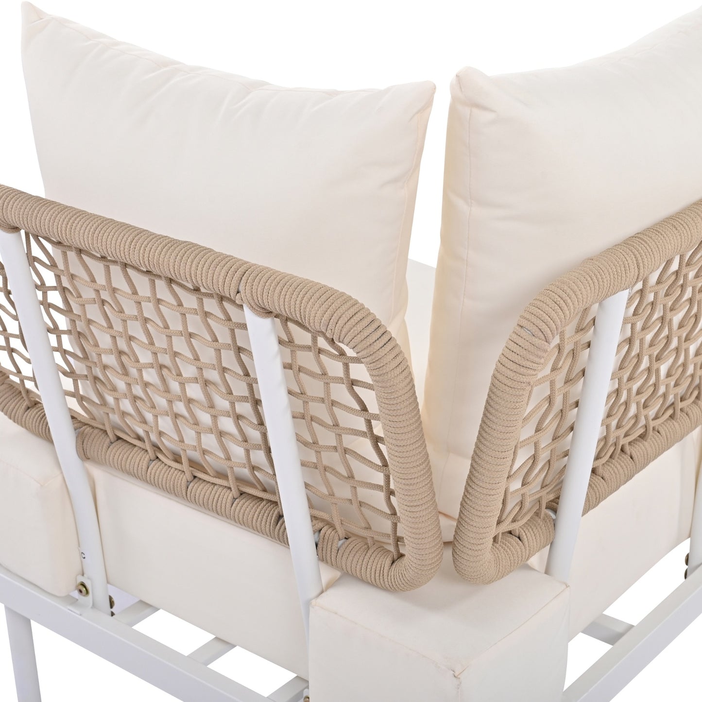 TREXM 8-Piece Outdoor Patio Sectional Sofa Set- with Tempered Glass & Wooden Coffee Tables