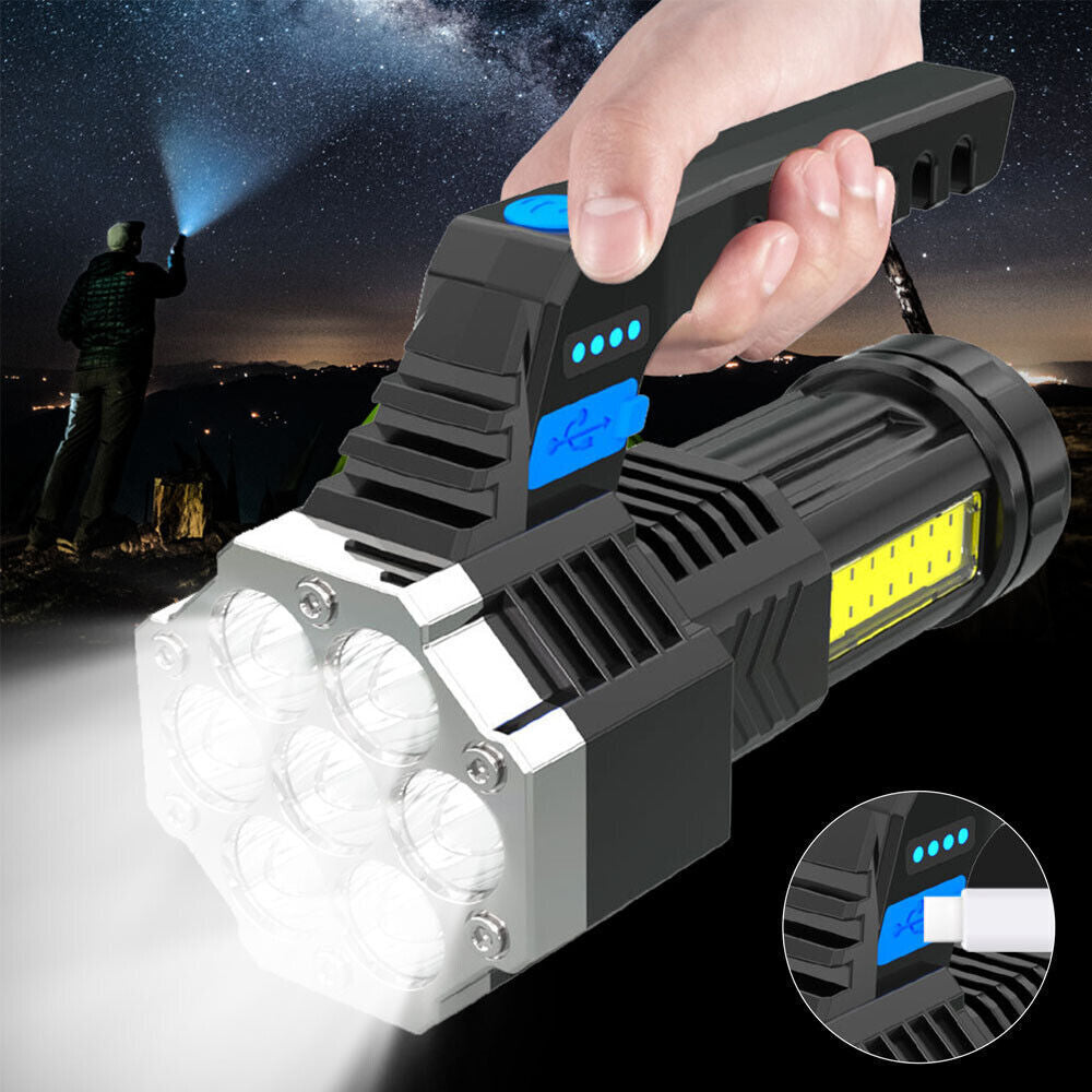 1-2Pcs Super Bright High Power LED Rechargeable Flashlight