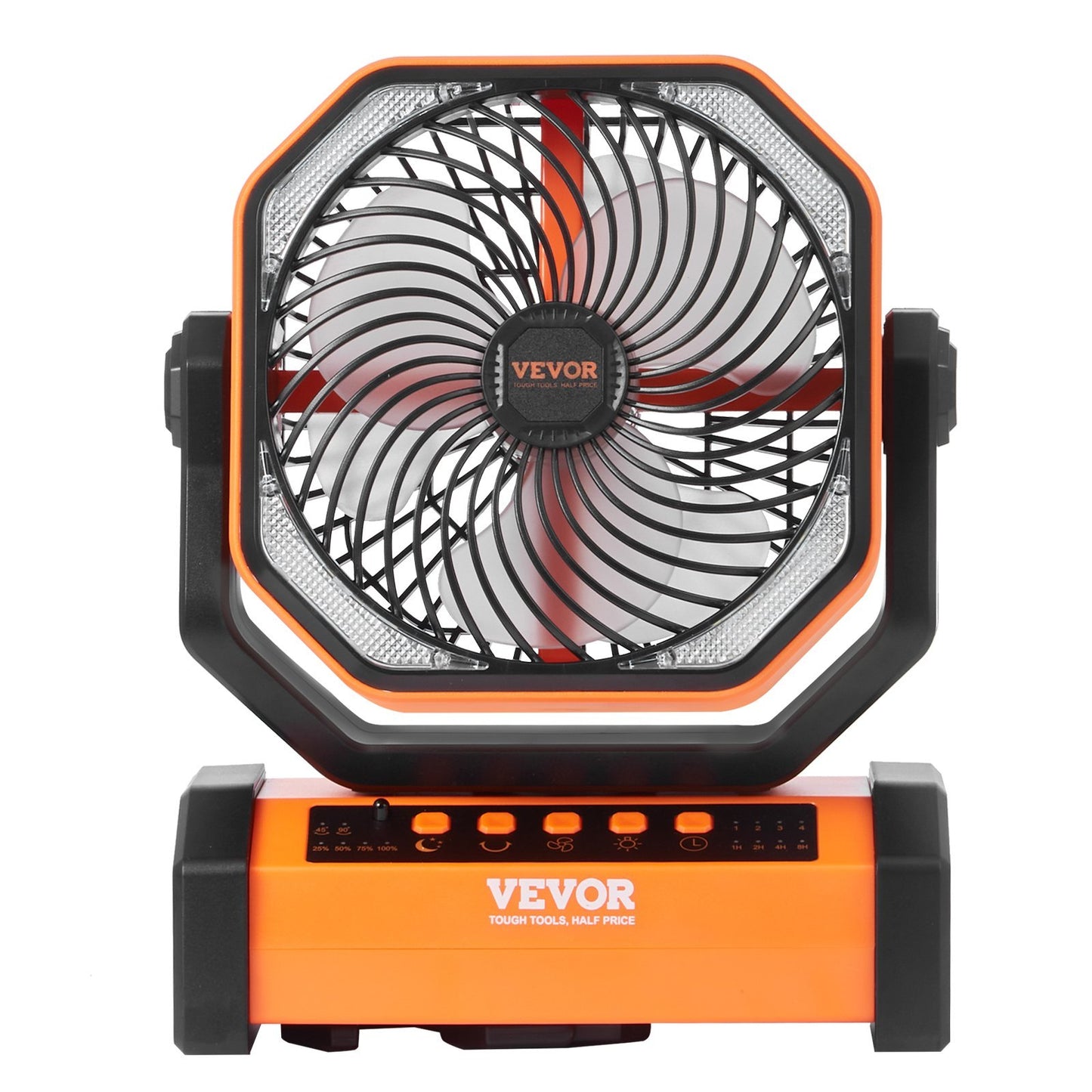 VEVOR Portable Fan Rechargeable 9 Inch, Battery Powered Fan With LED Lantern, 4 Speeds Adjustable  Automatic Swivel & Timer , USB Battery Operated Fans For Travel Bedroom Home Camping Office