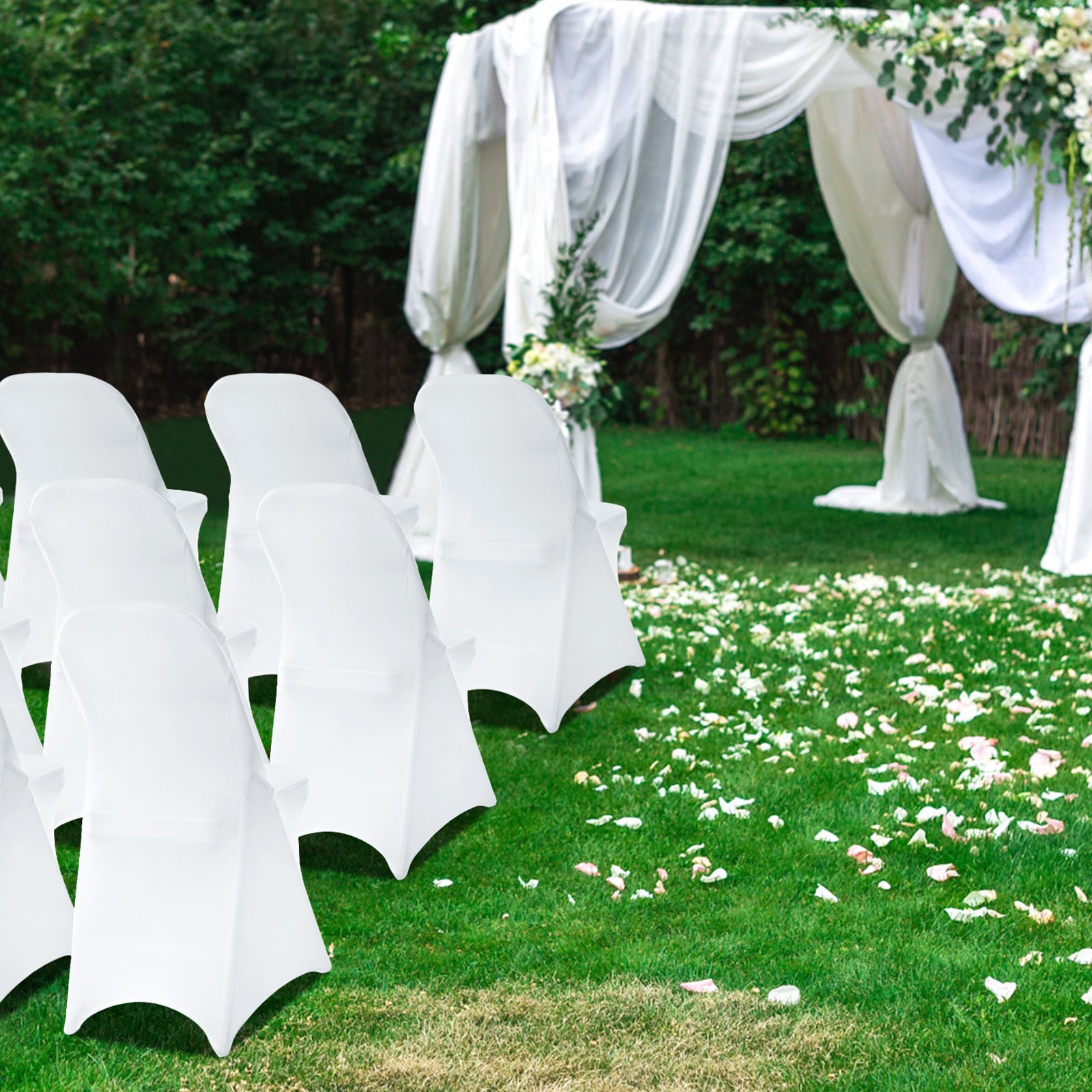 VEVOR White Stretch Spandex Chair Covers - 30 PCS, Folding Kitchen Chairs Cover, Universal Washable Slipcovers Protector, Removable Chair Seat Covers, For Wedding Party Dining Room Banquet Event - ACCA General  Merchandise