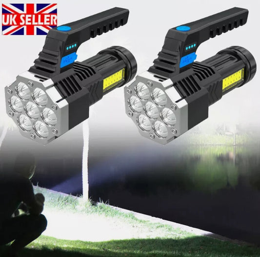 1-2Pcs Super Bright High Power LED Rechargeable Flashlight