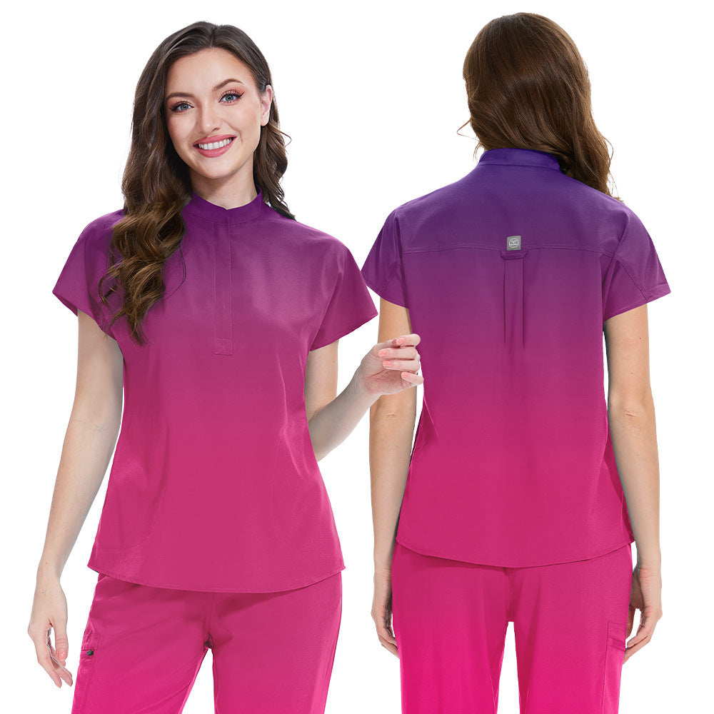 Gradient Color Men's And Women's Same Doctor Nurse Beauty Salon SPA Work Uniforms Suit