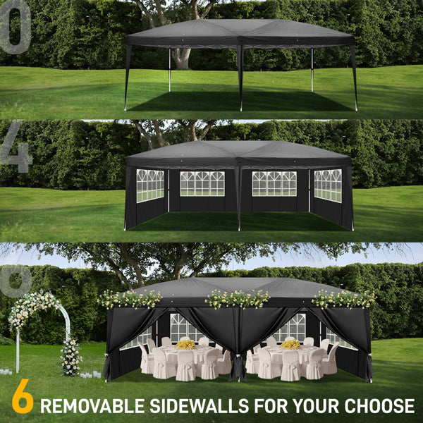 10X20ft Black 6 Sided -4 Window Folding Shed Oxford Cloth